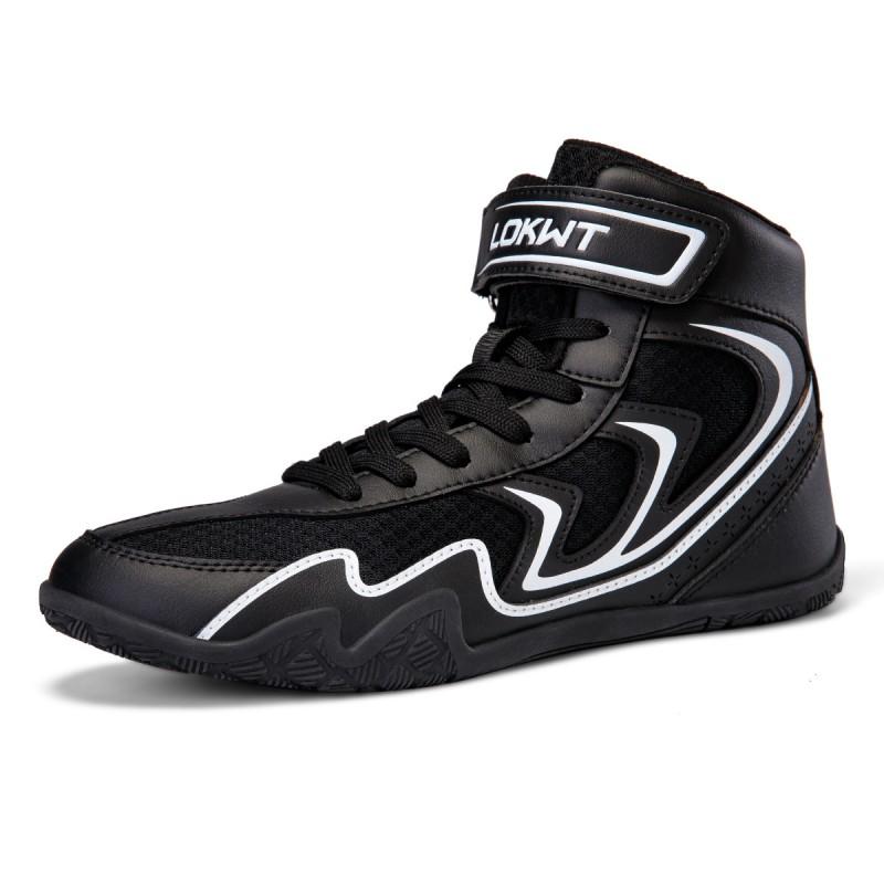 High-Top Boxing Shoes Men Women Breathable Mesh Upper Lace-Up Wrestling Sneakers Non-Slip Sport Footwear