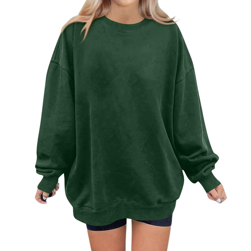 Женская модная повседневная однотонная толстовка с длинным рукавом