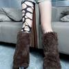Chubby Furry Leg Warmers Solid Colors Y2k Leggings Fashion Stockings Women Winter