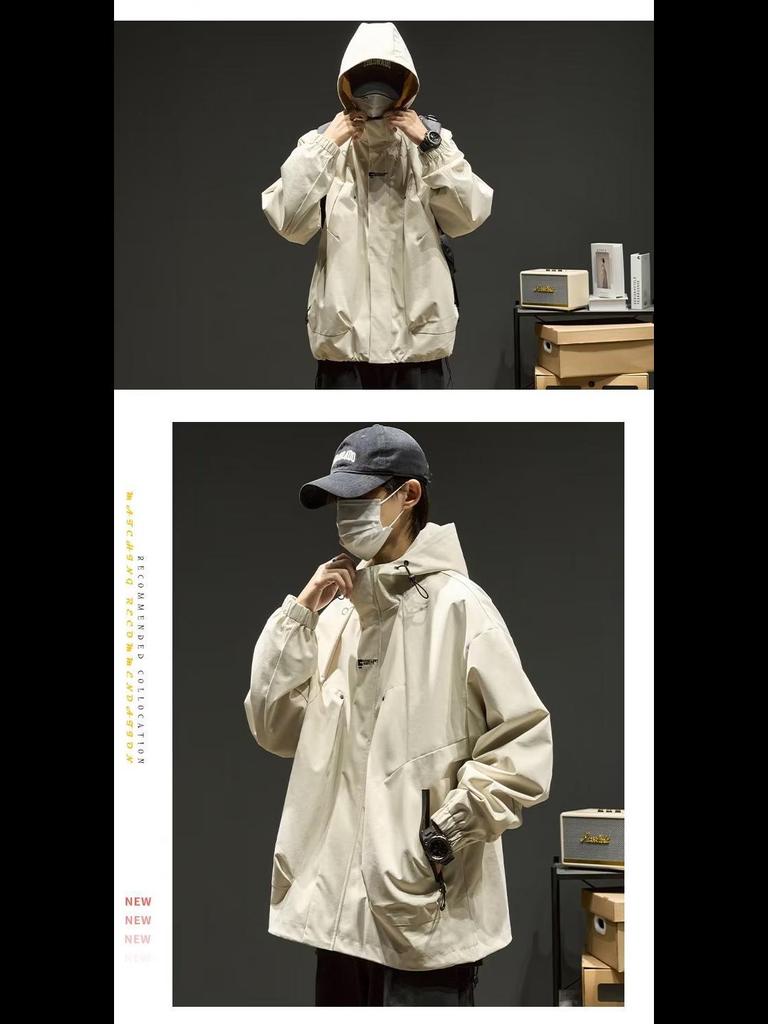 Мужская свободная куртка для альпинизма с капюшоном: Японская мода, американская повседневная мода, весна/осень