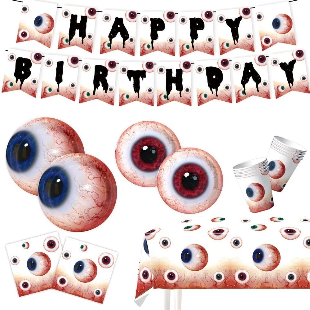 Plates Eyeballs Disposable Tableware Napkin Halloween Party Dinnerware Party Accessories