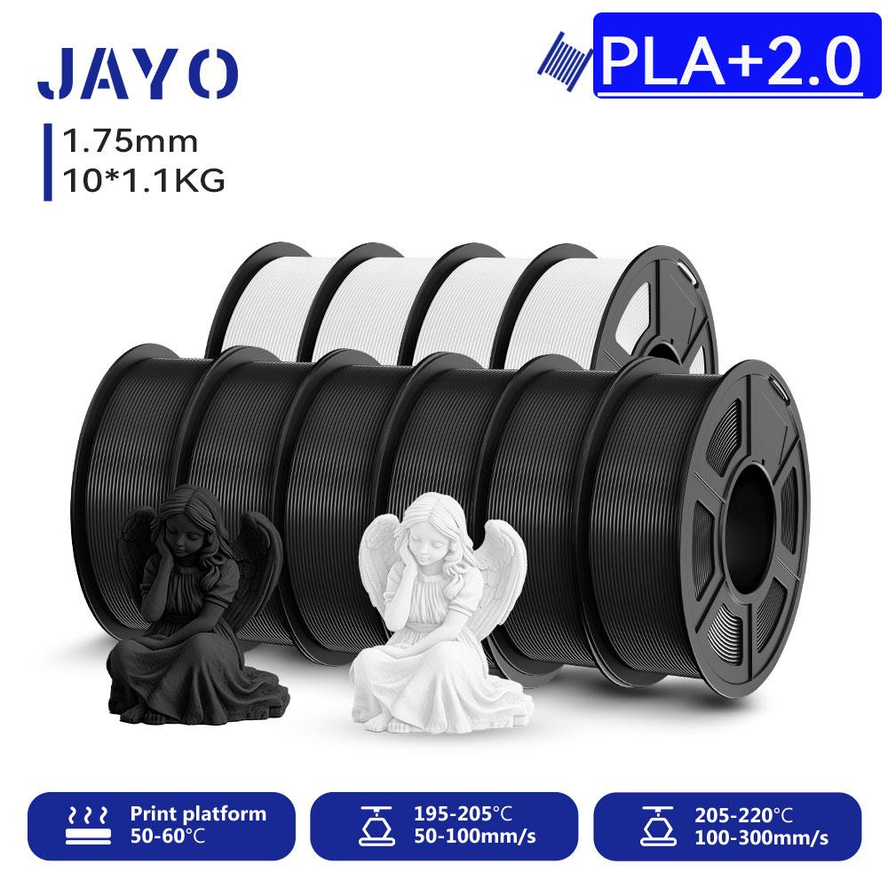 JAYO 10Rolls 3D PETG/PLA/PLA+2.0/PLA+ Printer Filament 1.75mm No Bubble Non-Toxic 3D Printing Materials for 3D Printer & 3D Pen