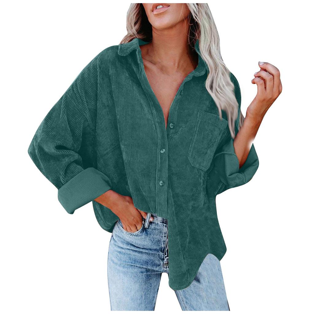 Женские и зимние рубашки Женская однотонная куртка свободного кроя с лацканами в стиле кэжуал