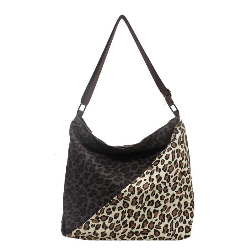 Холщовая сумка с леопардовым принтом Женская сумка Большая вместительная сумка через плечо Сумка-тоут