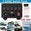 Панель переключателей с 5 клавишами и двойным USB-разъемом 12 В/24 В ВКЛ-ВЫКЛ тумблер для автомобиля, блок предохранителей в линию, автодом