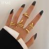 Gold Color Irregularly Rings Set For Women Vintage Heart Butterfly Geometric Hollow Ring Fashion Party Jewelry Gifts