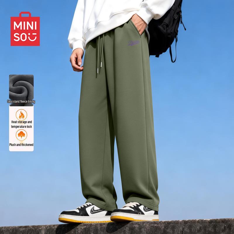 MINISO Мужские зимние флисовые повседневные брюки прямого кроя