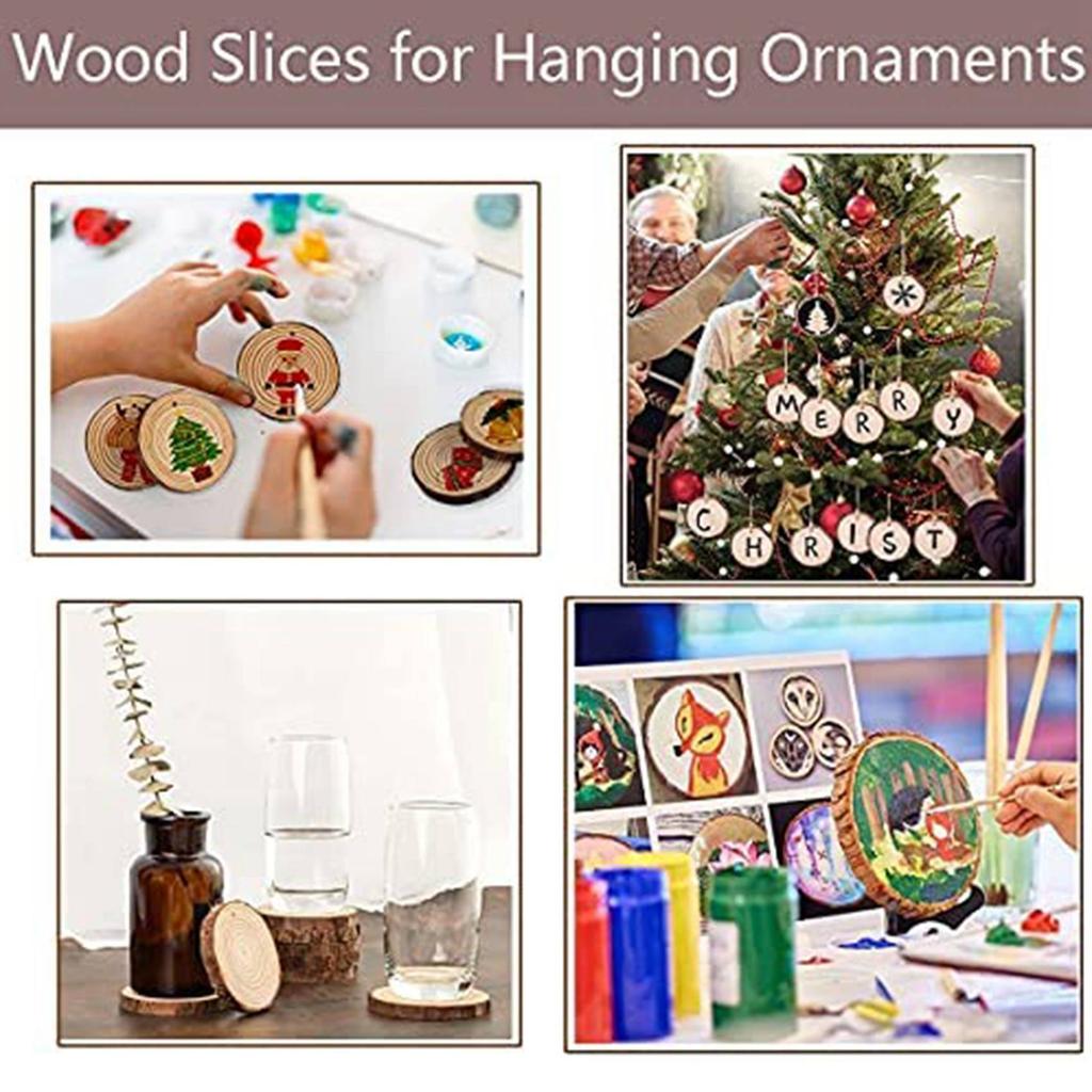 Хорошие-Натуральные Деревянные Чипсы Необработанные DIY Изделия Ручной Работы Предварительно Просверленный Круглый Деревянный Круг Искусство Кантри Деревянная Чипса Декорация-A