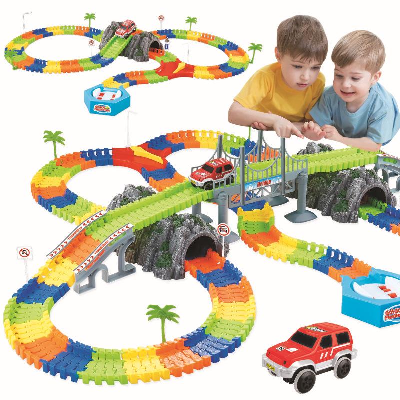 Children's DIY Electric Racing Car & LED Train Educational Toy Set