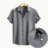 2026 Лето Новая Мужская Рубашка с Коротким Рукавом Модная Повседневная Свободная Удобная Однотонная Кардиган Воротник-стойка Пляжная Мужская Рубашка с Коротким Рукавом