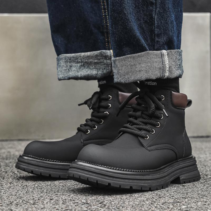 Большие желтые ботинки осенние модные мужские ботинки мартин ретро рабочие ботинки высокие пустынные ботинки британский стиль платформа кожаные ботинки 1681-J