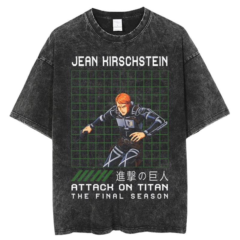 Attack on Titan Levi Ackerman Printed Tshirt Mens and Womens Washed Tshirt High Quality Vintage Cotton Tshirt Harajuku Tops
