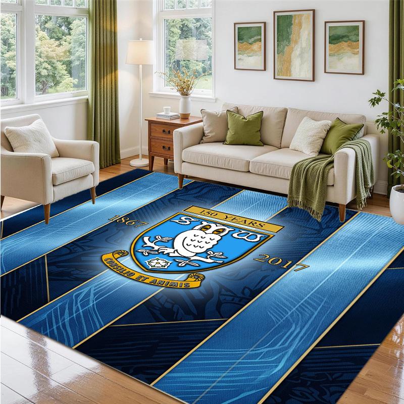 Sheffield Wednesday Design Crystal Velvet Rug Soft Decorative Mat for Bedroom Entrance
