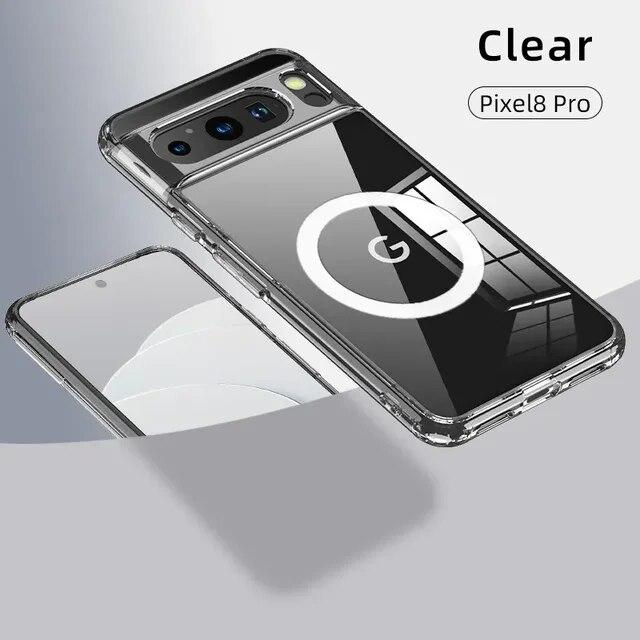 Чехол Magsafe для Google Pixel 8 Pro 7 7A, магнитный, с беспроводной зарядкой, полупрозрачный матовый противоударный акриловый чехол-бампер для Pixel 8Pro 7 Pro