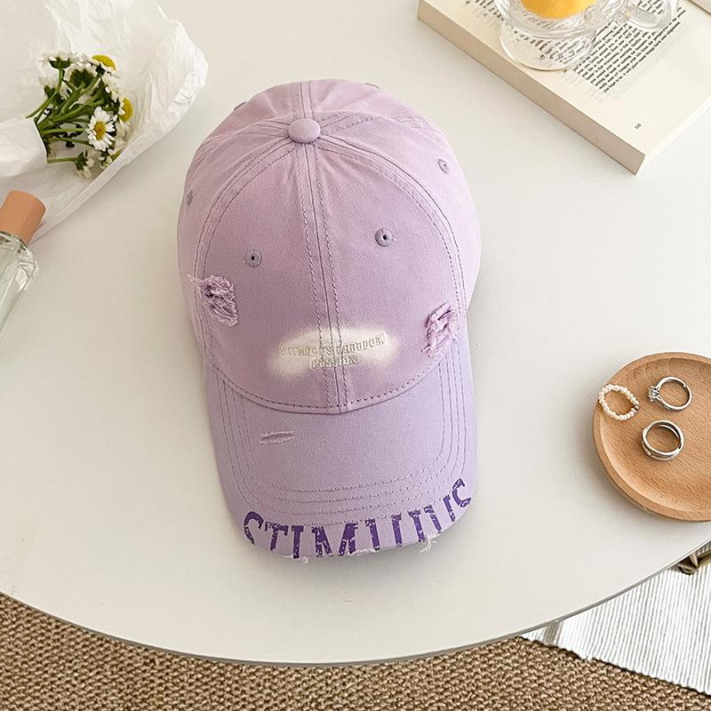 Letter Embroidered Baseball Cap Women'S Spring And Summer Face Small Edging Peaked Cap Edging Sunscreen Cap