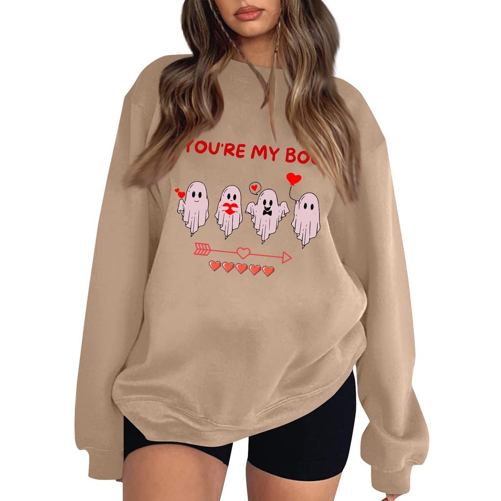 Women's Casual Fashion Valentine's Day Print Long Sleeve O-Neck Sweatshirts Pullover Top