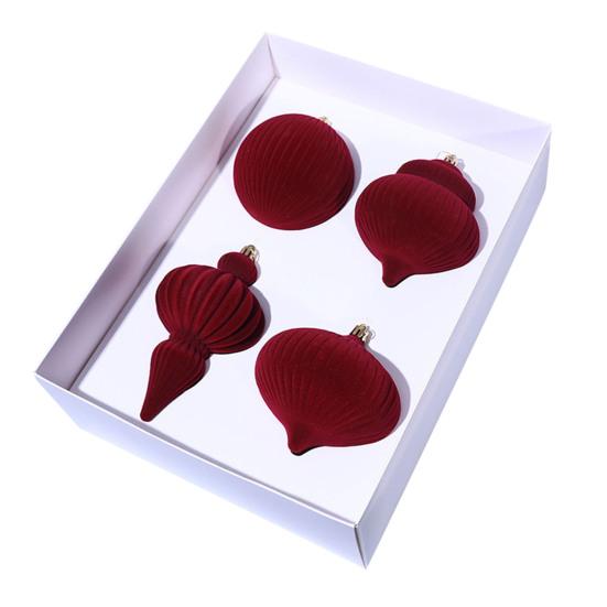 4 шт. Бархатные елочные шары Пластиковый флокированный декор с металлическими подвесками