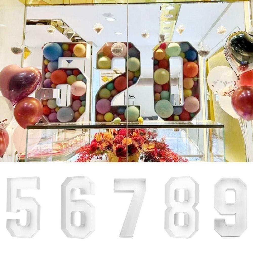 91.5CM Balloon Number Box Numbers 0-9 Marquee Balloon Frame Room Decoration 3D Standee  Baby Shower