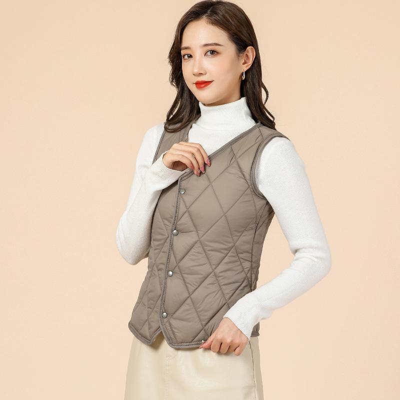 Женская хлопковая одежда, жилет, повседневный пуховый жилет с защитой от холода, тонкий пуховый жилет с воротником-стойкой, куртки