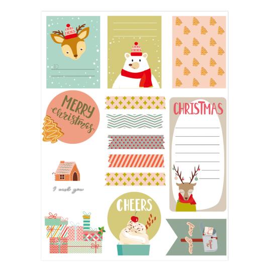 10 листов бирки для рождественского подарка и обратно, самоклеящаяся мультяшная Санта-Лось, рождественская тема, сделай сам, подарочная коробка, конверт для поздравительной открытки, подарочная наклейка, этикетка