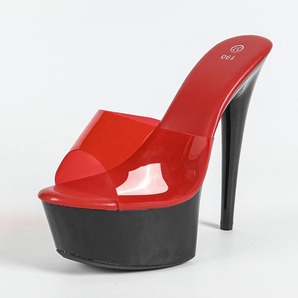 Празднуйте Лето 15СМ Супер Высокие Каблуки Тапочки для Женщин Платформа Сандалии Сексуальные На Каблуке Пип То Вечеринка Банкет Шлепанцы Обувь