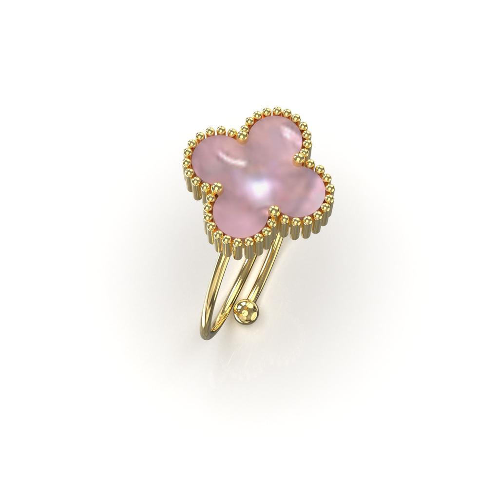 Petal Four-leaf Clover Titanium Steel Mother-of-pearl Ring Female Adjustable Finger Ring Niche Small Fresh Small Design Index Finger Ring