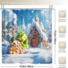 The Grinch Christmas Bathroom Set With Shower Curtain, Toilet Lid Cover & Mats | Snowy Christmas Scene | Festive Holiday Decor