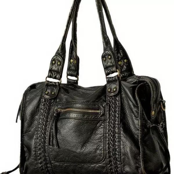 Y2K Spicy Girl One Shoulder Crossbody Bag Vintage Washed Leather Soft Leather Motorcycle Bag Large Capacity Bag