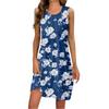 Женские летние повседневные платья без рукавов с принтом и U-образным вырезом