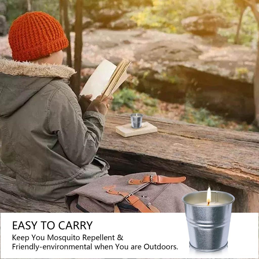 Set of 2 Relaxing Candle Tins Bucket Designs Citronellas Candle Skeeter Repellents Wax Candle Hausware Indoor Candle