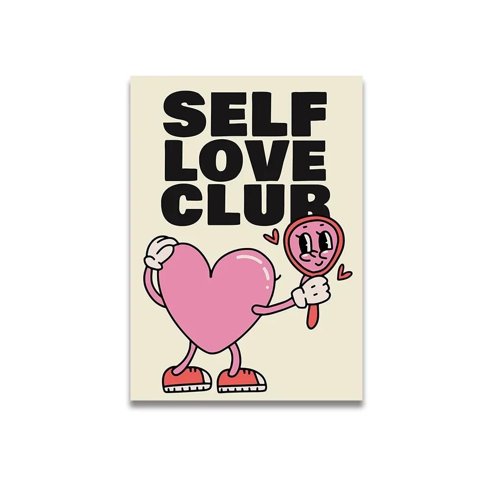 Vintage Pink Cartoon Print Canvas Posters Wall Art Poster Home Decor Canvas Print Painting Living Room Bedroom Decor Unframed