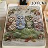 1Pc Collage Watercolor Owl Print Flannel Blanket,High quality Comfortable for All Seasons,Home Decor,Warmth and Comfort,Perfect for Christmas Gifts