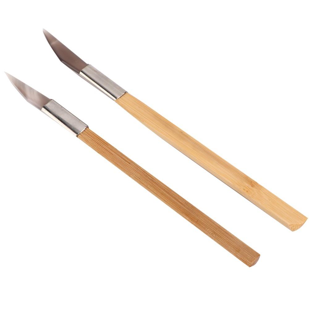 2Pcs Agate Material Jewelry Polishing Tool Wooden Handle Jewelry Tools Agate Burnisher Clay Craft