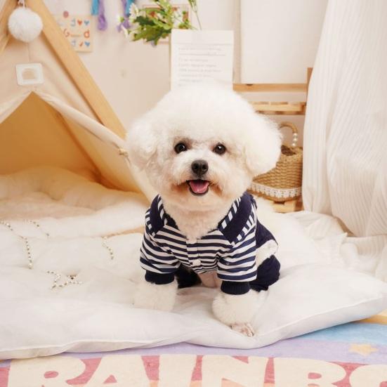 Yousheng Cat Dog Clothing Fake Two-Piece Design Four Legged with Traction Ring Striped Thickened Autumn Winter Dog Clothes