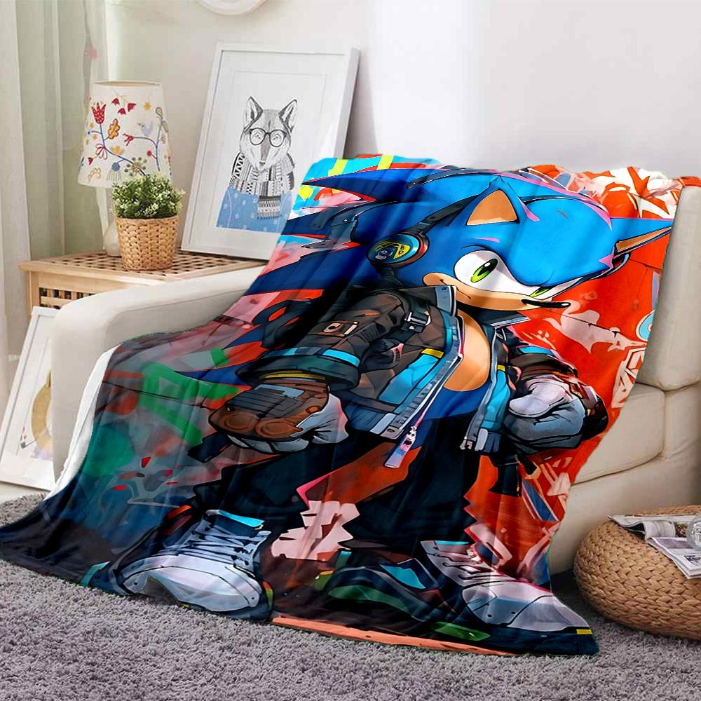 1pc Sonic Urban Flannel Blanket, Soft Skin Friendly with Digital Printing, Various Sizes Available for Family, Friends, Birthday