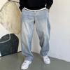 Американский Повседневный Крутой Ретро Светло-Голубые Джинсы Мужские Прямые Штанины Свободные и Универсальные Брюки Широкие Штанины