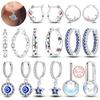 Серьги-кольца из серебра 925 пробы с цирконом, простые, классические, в виде звезды, креста, кошки, жемчуга, для женщин, девушек, на вечеринку, модные ювелирные изделия, подарки