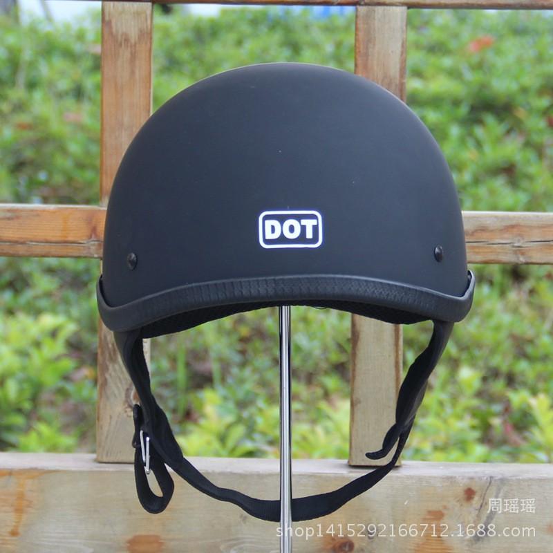 Classic American Style Half Face Motorcycle Helmet Adults ABS Material Open Scooter In Matte Black Glossy