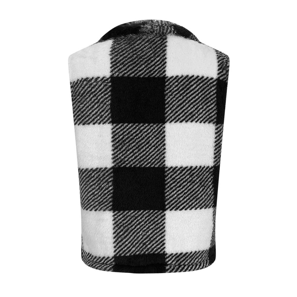Женская флисовая жилетка без рукавов, фланелевая клетчатая куртка, пальто больших размеров