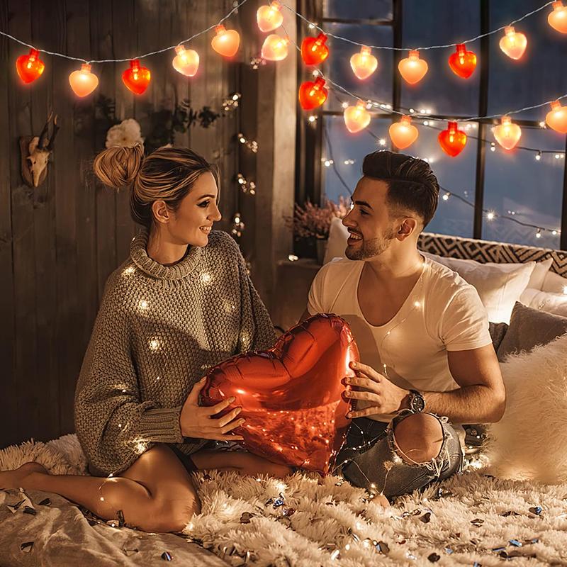 1.5M 10LED Love String Lights Valentines Day Gift Red Heart Shaped Fairy Light Garland Wedding Party Home Decorations Lamp 2024