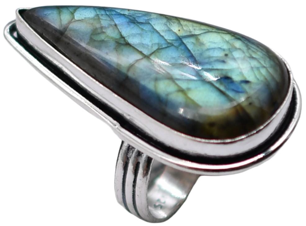 Labradorite Natural Gemstone Ethnic Antique Design Ring US Size-8 A265