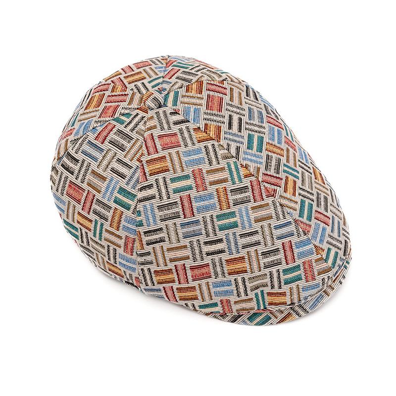 Винтажный берет Женская британская кепка-форвард Кепка газетчика Цветная жаккардовая клетчатая кепка