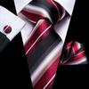 Hi-Tie Fashion Mens Wine-Red Paisley Necktie Hanky Cufflinks for Business Wedding