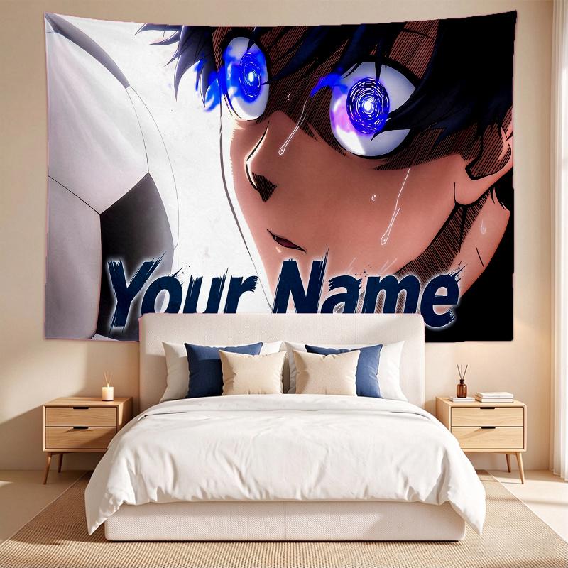 Blue Lock (14) Custom Name Tapestry Wall Hanging Tapestry Wall Art Decor for Bedroom Living Room