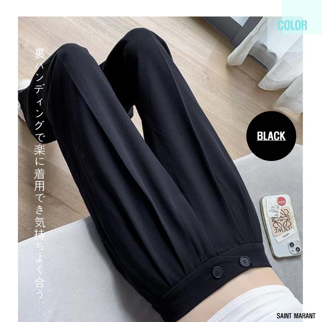 SAINT MARANT SL2414 Повседневные брюки Wide Leg с высокой талией, идеальны для офиса и размера, черные, женские, на резинке, талия, черные, брюки, костюмы, M,