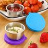 1/6 Piece Stainless Steel Sauce Cup With Lid Leak-Proof Salad Dressing Cup Reusable Salad Dressing Container Silicone Lid