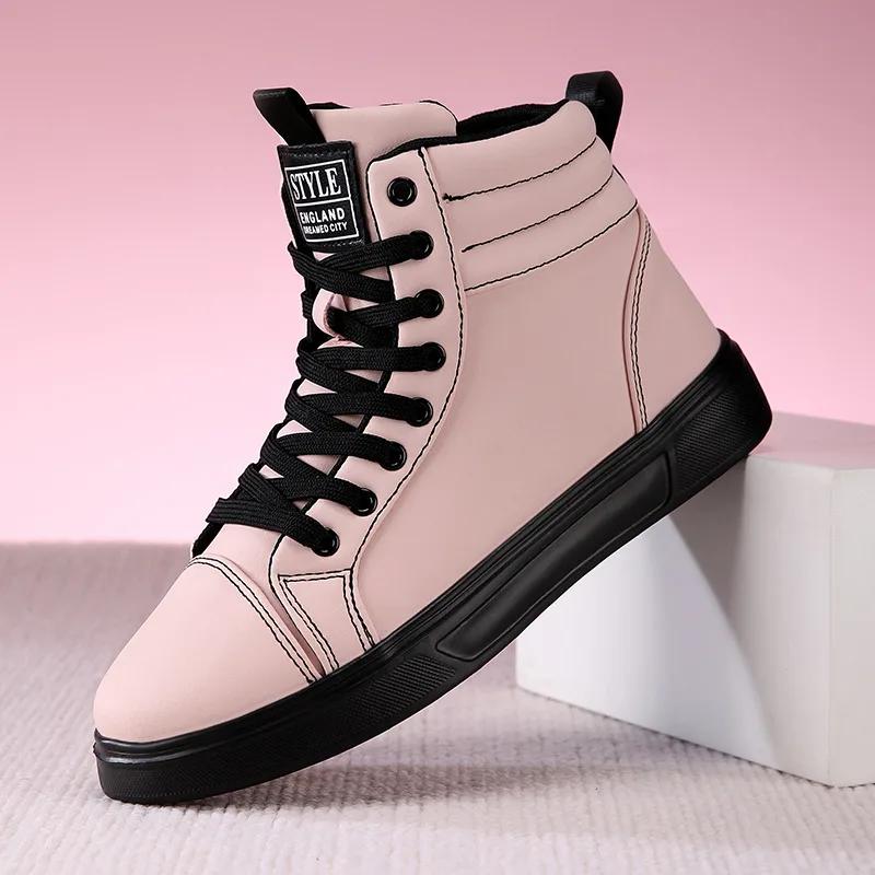 Весенняя мода 2025 года Красные мужские кроссовки Высокие кеды для скейтбординга для мужчин и женщин Удобные кожаные кроссовки унисекс Размер 35-46