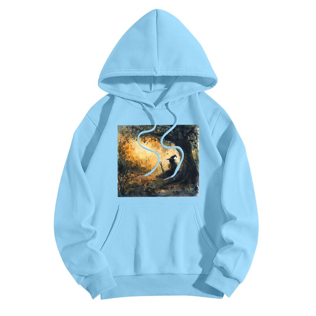 Толстовки для девочек-подростков с длинным рукавом и принтом, повседневные толстовки с графическим принтом, пуловер на шнурке, симпатичная толстовка большого размера