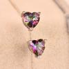 Мистический серебряный цвет Радужный топаз Серьги-гвоздики в форме сердца Свадебные украшения для женщин