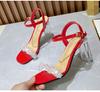 High Heels Ladies Flower Rhinestone Transparent High Heel Sandals